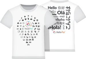 Multilingual Travel T Shirt Design PNG Image