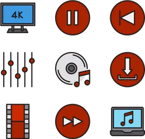 Multimedia Icon Set PNG Image