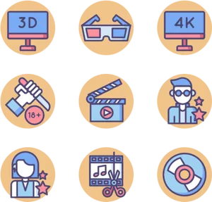 Multimedia Icons Set PNG Image