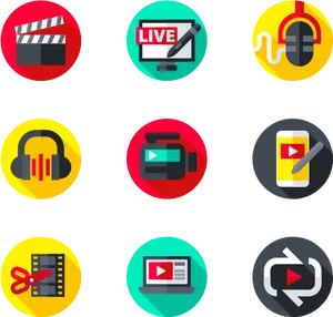 Multimedia Icons Set PNG Image