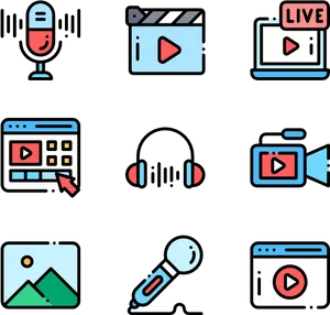 Multimedia Play Button Icons Set PNG Image