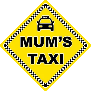 Mums Taxi Sign Yellow Diamond PNG Image