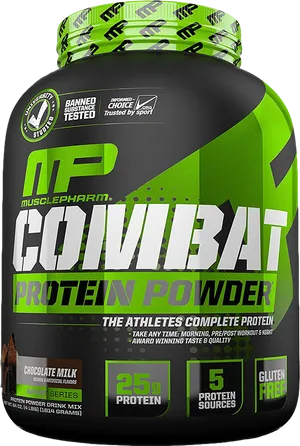 Muscle Pharm Combat Protein Powder Container PNG Image