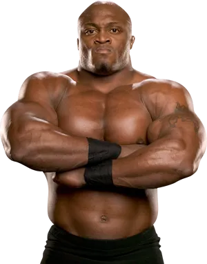 Muscled_ Athlete_ Crossed_ Arms_ Pose PNG Image