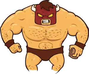 Muscled_ Bison_ Character_ Illustration PNG Image