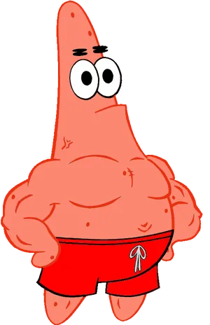 Muscled Patrick Star Cartoon PNG Image