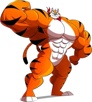 Muscled_ Tony_ The_ Tiger_ Animation_ Style PNG Image