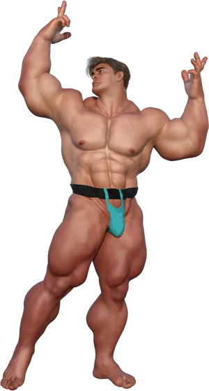 Muscular_ Animated_ Character_ Posing.png PNG Image