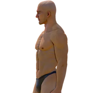 Muscular Bald Man Profile View PNG Image