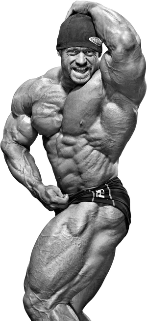 Muscular Bodybuilder Flexing Biceps PNG Image