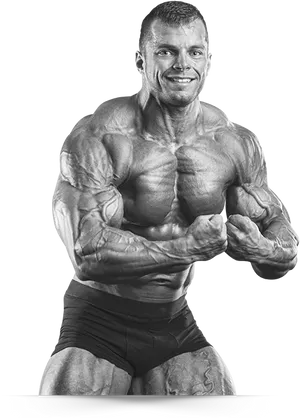 Muscular Bodybuilder Flexing Biceps PNG Image