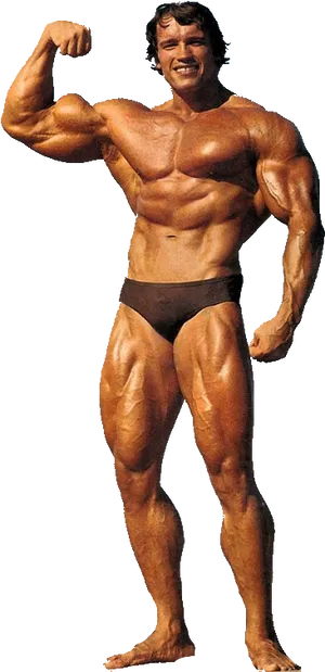 Muscular Bodybuilder Flexing Biceps.png PNG Image