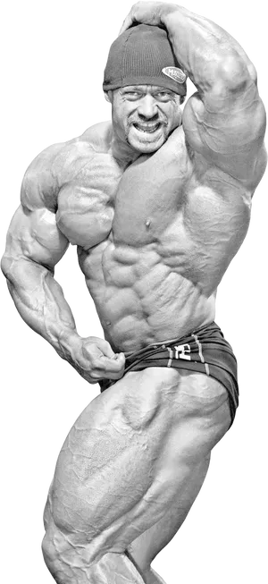 Muscular Bodybuilder Flexing Biceps PNG Image