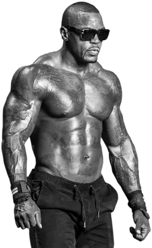 Muscular Boxerin Sunglasses PNG Image