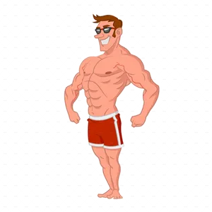 Muscular Cartoon Man Posing.png PNG Image