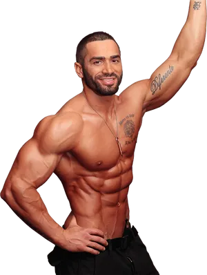 Muscular Man Flexing Bicep.png PNG Image