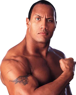 Muscular Man Intense Gaze PNG