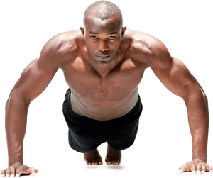 Muscular Man Performing Push Up PNG Image