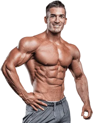 Muscular Man Posing Bodybuilding PNG Image