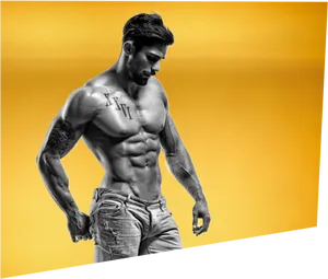 Muscular Man Showcasing Physique PNG Image