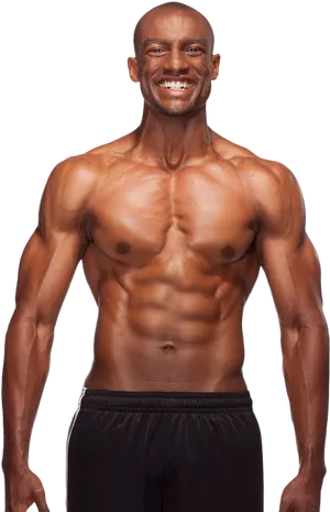 Muscular Man Smiling Portrait PNG Image