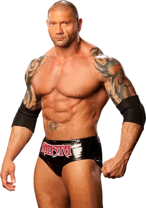 Muscular Wrestlerwith Tattoos PNG Image