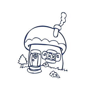 Mushroom House Neon Outline PNG