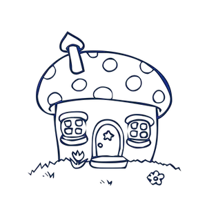 Mushroom House Neon Outline PNG