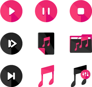 Music Player Icons Set PNG Image