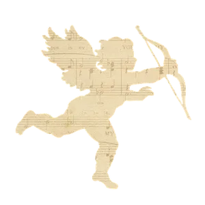 Musical Cupid Silhouette PNG Image