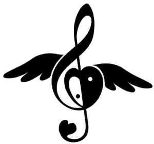 Musical Heart Love Symbol Black And White PNG Image