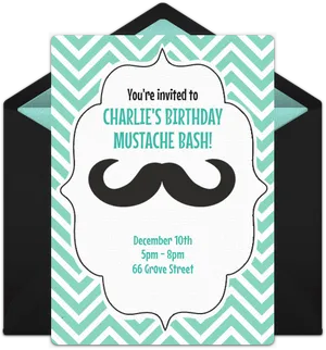 Mustache Bash Birthday Invitation PNG Image