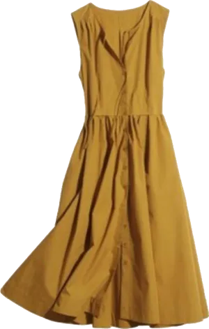 Mustard Yellow Sleeveless Dress PNG Image