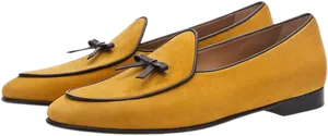 Mustard Yellow Suede Loafers PNG Image