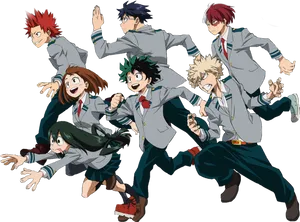 My Hero Academia Studentsin Action PNG Image