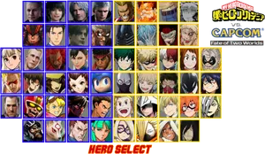 My Hero Academiavs Capcom Character Select Screen PNG Image