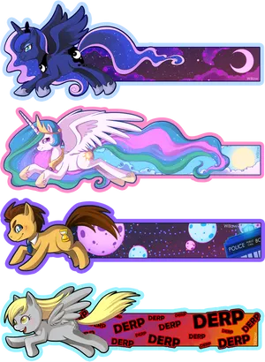 My Little Pony Character Banners PNG Image