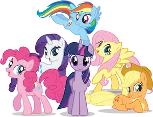 My Little Pony Group Pose PNG Image