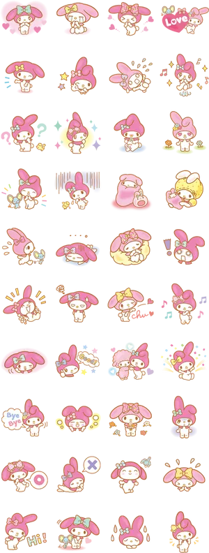 My Melody Emotions Collection Stickers PNG Image