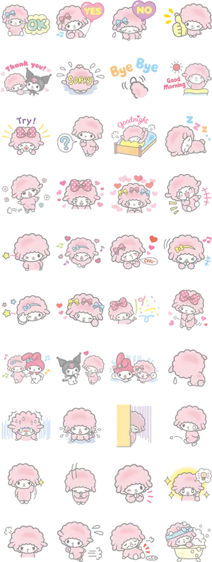 My Melody Expressions Sticker Set PNG Image