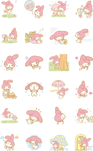 My Melody Expressionsand Activities PNG Image