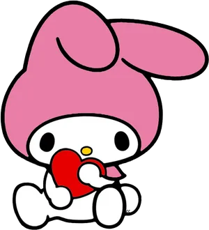 My Melody Holding Heart PNG Image