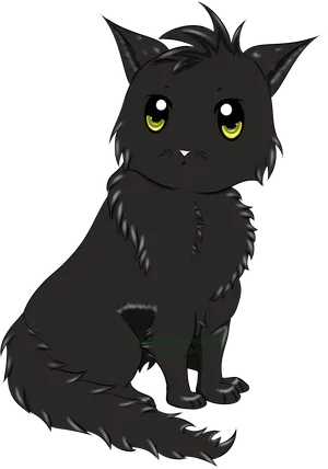 Mysterious Black Catwith Yellow Eyes PNG Image