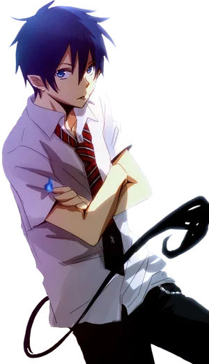 Mysterious_ Blue_ Haired_ Anime_ Boy PNG Image