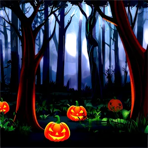 Mysterious Halloween Cartoon Forest Png Esr94 PNG Image