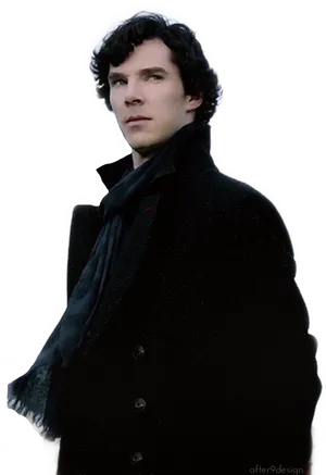 Mysterious Manin Black Coat PNG Image