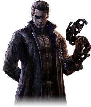 Mysterious Manwith Mechanical Arm PNG Image