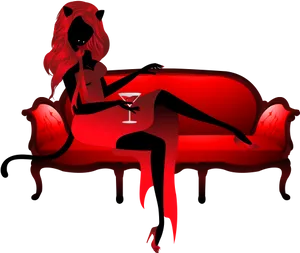 Mysterious_ Red_ Figure_on_ Sofa PNG Image