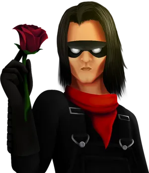 Mysterious Thiefwith Red Rose PNG Image