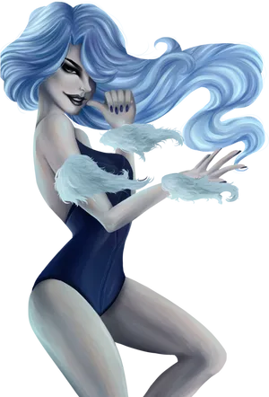 Mystical_ Blue_ Haired_ Woman PNG Image